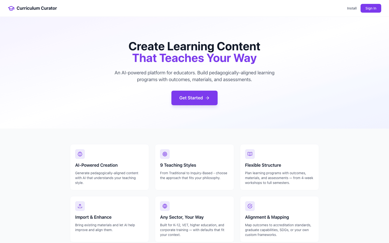 Curriculum Curator screenshot